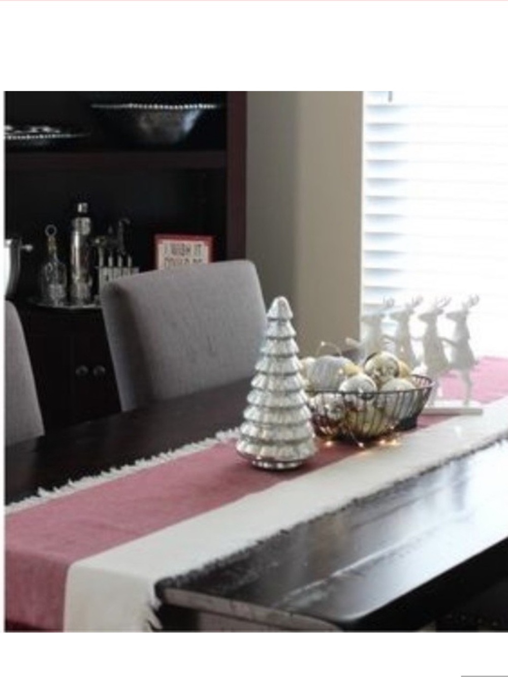 Pehr Designs Chambray Table Runner Fringe Edge Wine Cream Natural